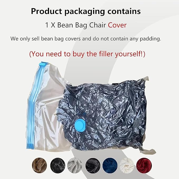 DELADOLA Bean Bag Cover(NO Filler,Cover ONLY) Big Bean Bag Storage Chair Bean Bag Sofa Chair Soft Fluffy Fur Portable Living Room Sofa Bed Cover (Snow Gray, 6FT)