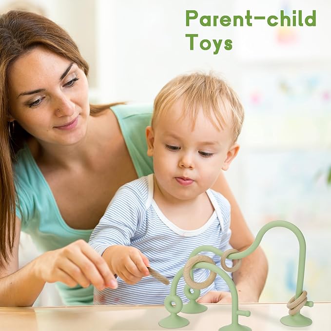 Socub High Chair Suction Cup Toy for Babies 6-12 18 Months, Montessori Educational Interactive Table Toys | Silicone Teething Toy