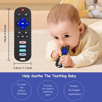 Baby Teething Toys, Food Grade Silicone Remote Control Teether for Babies 3 6 12 18 Months