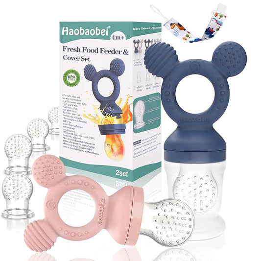 Baby Fruit Feeder, Frozen Teething Toys for Babies 4 Extra 2-Pack (Blue