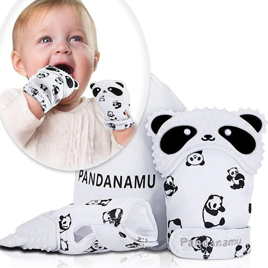 Baby Teething Mitten BPA-Free Panda Teething Mitts Teething Toy Infant Bag(1 Pair)