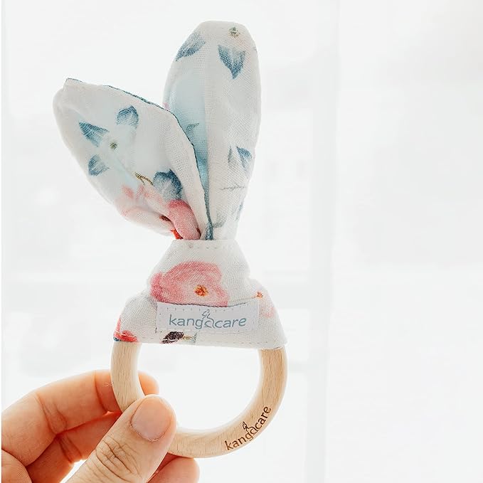 Kanga Care Baby Soft Muslin Sensory Crinkle Bunny Ear Wood