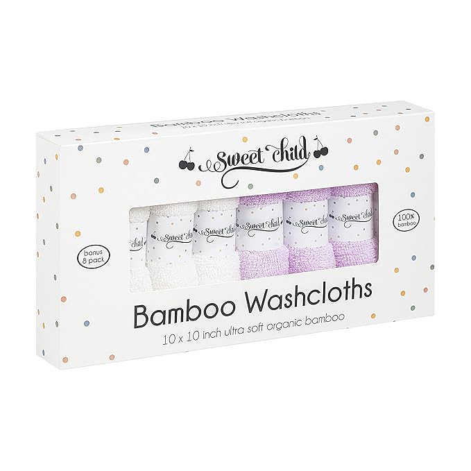 Sweet Child 8-Pack Baby Washcloths -Super Soft Rayon Washcloth, Baby Wash Cloths for Newborn