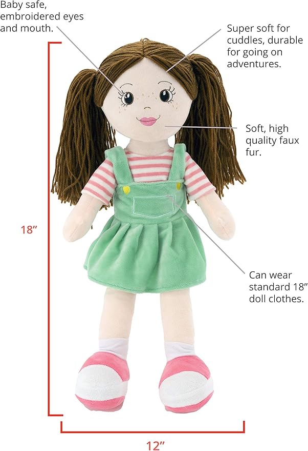Plushible Soft Baby Doll - 18 Inch Rag Dolls for Girls, Infants & Babies 1 Year