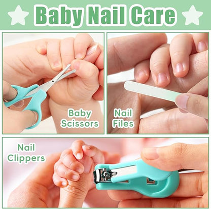 Baby Grooming Kit for Boys Girls Safety Newborn Nursery Essentials Grooming Set Gift for First-time Parents Green 18 in 1