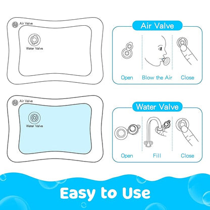 Tummy Time Water Mat with Squeakers, Baby Toys for Infants and Toddlers 3 6 9 Months