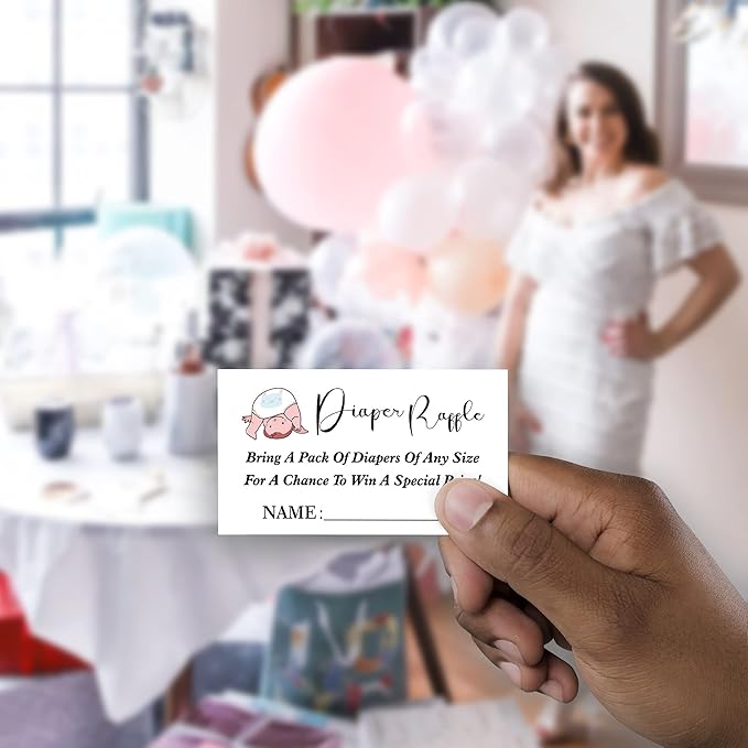 Diaper Raffle Sign,Diaper Raffle Baby Shower Game Kit (1 Standing Sign + 50 Guessing Cards) Diapers-XN23