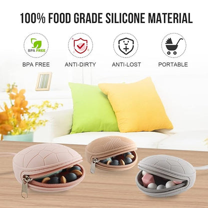 Smlpuame 4 Pack Pacifier Holder Case Set,2 Silicone Portable Pacifier Cover Pouch Bag for Diaper Bags Baby Carriage with 2 Transparent Pacifier Storage Container Box