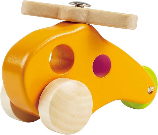 Hape Little Copter Wooden Toy Toddler Play Vehicle, L: 5 2.6, H: 3.5 inch