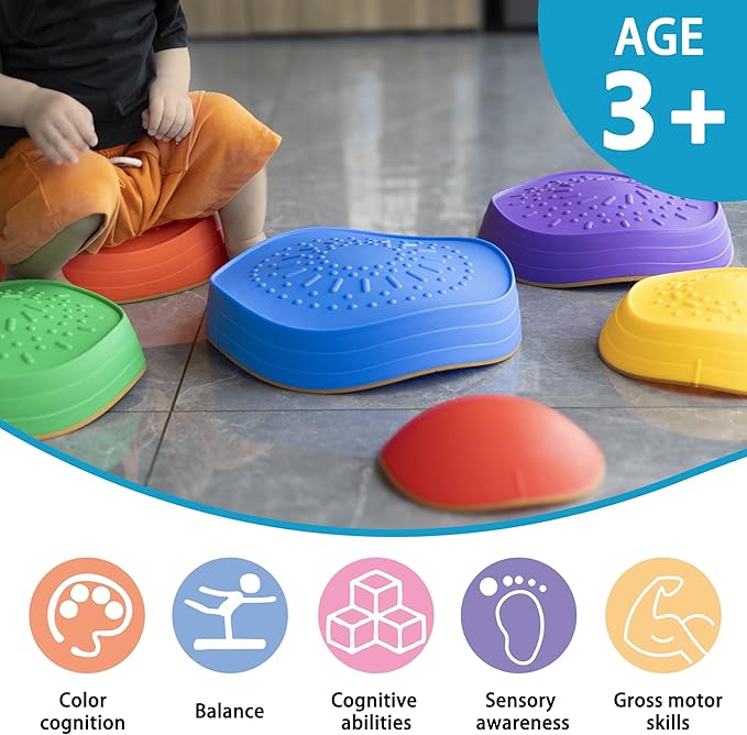 6 Pcs Stepping Stones for Kids, Toddler Sensory Balance Stones 3-8+