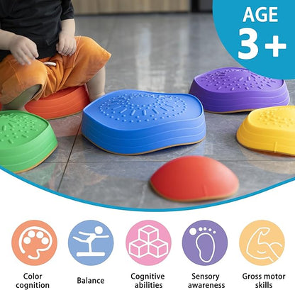 6 Pcs Stepping Stones for Kids, Toddler Sensory Balance Stones 3-8+