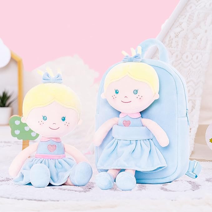 Onetoo Toddler Backpack Kids Backpacks with Soft Tanned Baby Dolls 9.5"