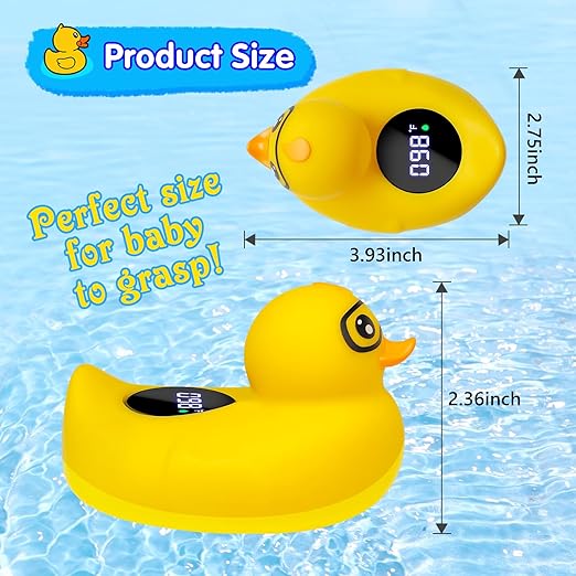 Baby Thermometer, Baby Bath Thermometer Upgrade LED Digital Bathtub Water Temperature Auto ON/Off Bathroom Safety Thermometer Yellow Duck Floating Toy for Infants