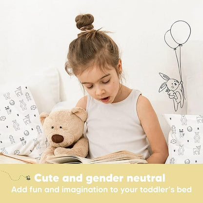 Toddler Pillow with Pillowcase - 13x18 My Little Dreamy Pillow, Organic Cotton Toddler Pillows for Sleeping, Kids Pillow,Travel Pillows,Mini Pillow,Nursery Pillow,Toddler Bed Pillow (KeaFriends)