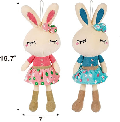 Set of 2 Easter Plush Bunny Rabbit, 18.3 in Doll Rabbit Stuffed Animal Huggable Rabbit Christmas Easter Girls' Gift Room Decorations