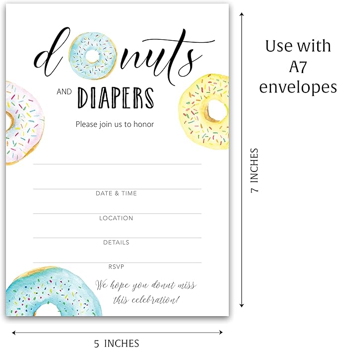 Donut and Diapers Sprinkle Invitation ??Pack of 25 I850-INV3