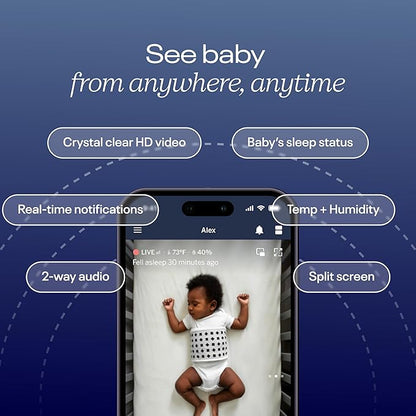 Nanit Pro Smart Baby Monitor & Wall Mount – 1080p Secure Wi-Fi Video Camera, Sensor-Free Sleep & Breathing Motion Tracker, 2-Way Audio, Sound & Motion Alerts, Night Vision, and Breathing Band - White