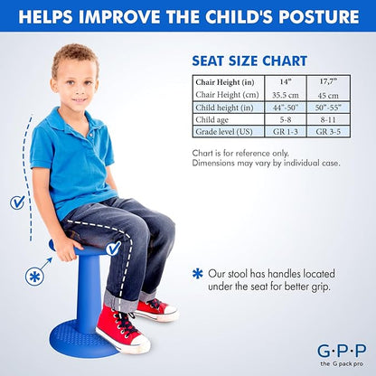 '-Dynamic-, Kid Wobble Stool Pair, Wiggle Chair Flexible Seating for Preschool & Elementary Classroom, Improves Focus, Posture & ADHD/ADD-Blue 17.7 Hight' Stools Pack of 2