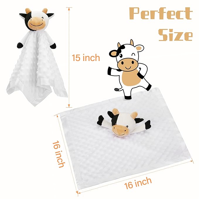 Pro Goleem Cow Security Blanket Soft Loveys for Babies 16 Inch