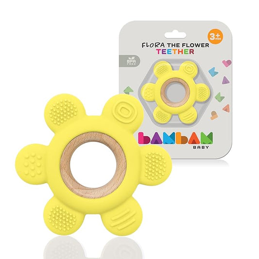 BAMBAM Baby Premium Silicone Teething Ring Toy ??100% BPA Free, Child Safety Tested 0-6, 3-6 6-12 Months