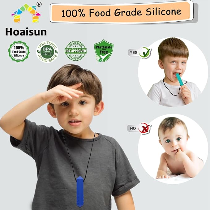 Chewy Necklace Sensory Boys and Girls, 8 Pack Sensory Chew Necklaces for Kids with Autism