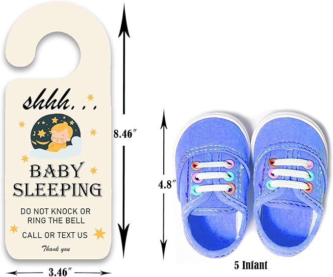 Baby Sleeping Sign for Front Door, 2pack Please Do not