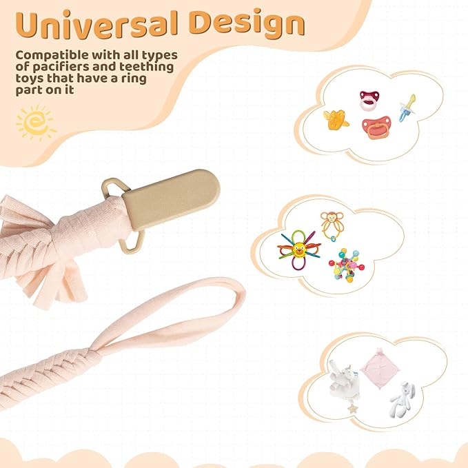 Pacifier Clip for Boys Girls Pacifier Holder Leash Boho Plastic