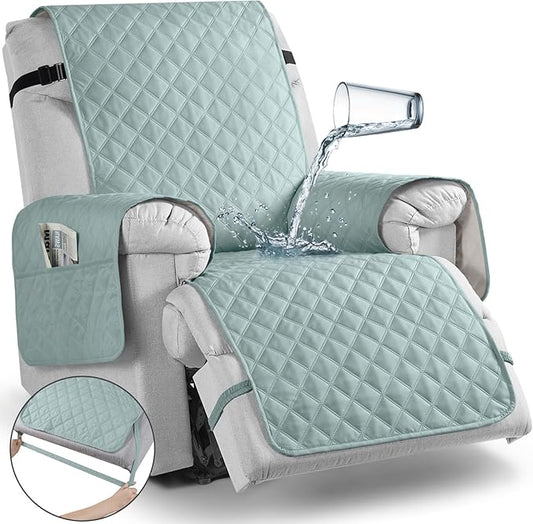 TAOCOCO Non-Slip Recliner Chair Cover Sofa Slipcover, Pet Cover for Large Recliner with Elastic Straps, Washable Chair Seat Cover Recliner Chair Furniture Protector (28'' Oversized, Mint)