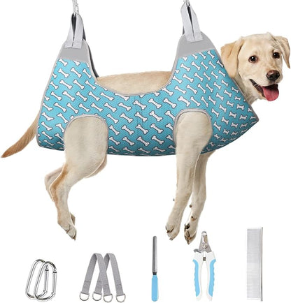 Supet 2XLDog Grooming Hammock Harness for Cats Dogs, Relaxation Pet Grooming Hammock Restraint Dog & Small Animal Leashes Sling for Grooming Dog Grooming Helper for Nail Trimming Clipping Grooming