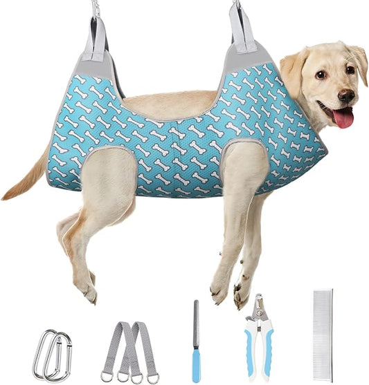 Supet 2XLDog Grooming Hammock Harness for Cats Dogs, Relaxation Pet Grooming Hammock Restraint Dog & Small Animal Leashes Sling for Grooming Dog Grooming Helper for Nail Trimming Clipping Grooming