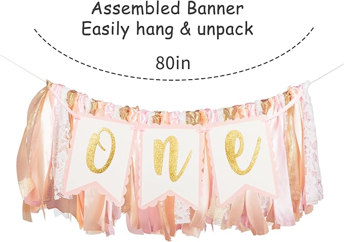 Pink Highchair Banner - 1st Birthday Banner, One Highchair Banner 1st Birthday, 1st Birthday 1st Birthday