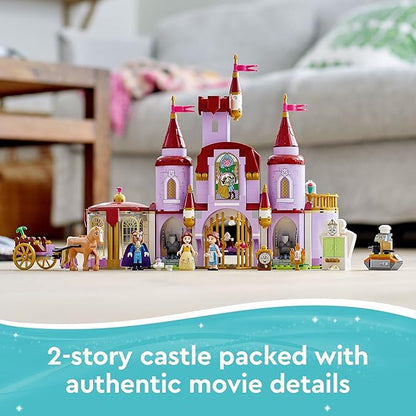 LEGO Disney Belle and The Beast’s Castle Building Toy 43196 Pretend Play Building Kit from The Beauty and The Beast Movie with Horse Toy, Disney Princess & Prince Mini-Doll Figures, Plus Accessories