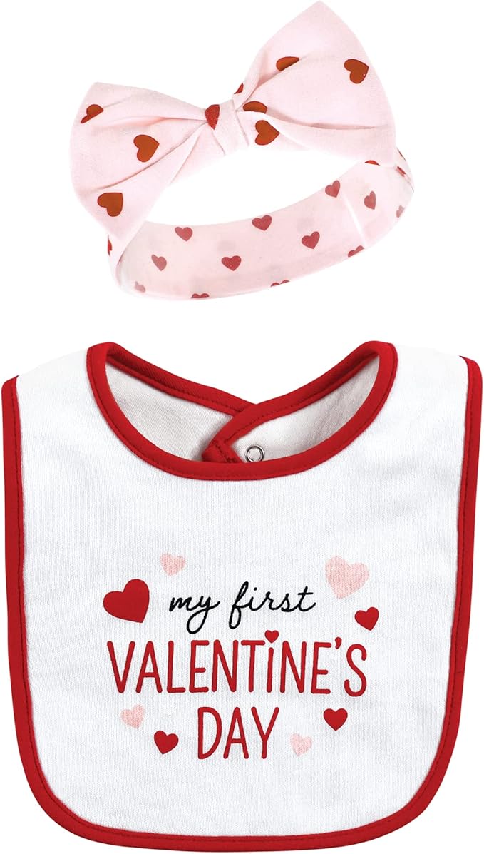 Hudson Baby Unisex BabyCotton Bib and Headband or Caps Set