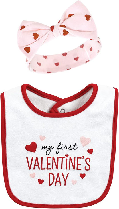Hudson Baby Unisex BabyCotton Bib and Headband or Caps Set