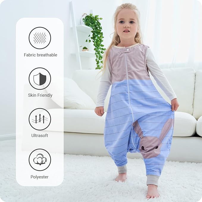 Infant Toddler Sleeping Bag, Baby Sleeping Sack Sleeveless 4 Season 1-3T, Rabbit