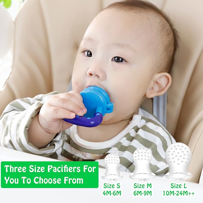 Baby Fruit Feeder/Food Feeder Pacifier for Babies (2 Pack) - HAOBAOBEI Mesh Teethers for Babies, Infant Teething Toy in Appetite Stimulating Colors 3 Sizes