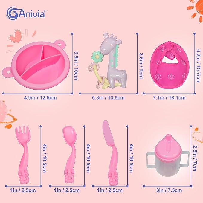 Anivia Doll Bed Furniture 2 Function Toy, Doll Bed and Doll Swings Together for 18 inches Baby Dolls (DY639 Pink)