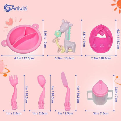 Anivia Doll Bed Furniture 2 Function Toy, Doll Bed and Doll Swings Together for 18 inches Baby Dolls (DY639 Pink)