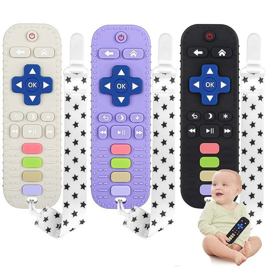 Chuya Silicone Baby Teether Toy Chew Toy for Babies 0-6 3-24 Months, (3 Pack)
