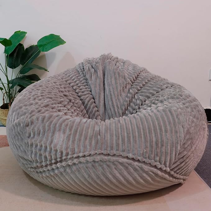 Soft Bean Bag Chair Cover No Filler Sofa Cover Storage Bean Bag Cover Organizing Children Plush Toys (Light Grey, Medium)