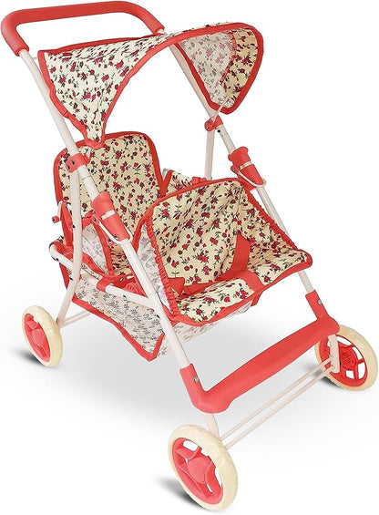 Double Doll Stroller for Baby Dolls Twin Dolls | Toy Doll Stroller for Toddlers, 4 Year Old 5 Year 8 Year 25” Tandem