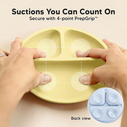 KeaBabies Suction Plates for Baby, Toddler - 3-Pack 100% Silicone Toddler Plates, Divided Baby Plates with Suction, Silicone Plates for Baby, Kids, BPA-Free, Microwave, Dishwasher Safe (Popsicle)