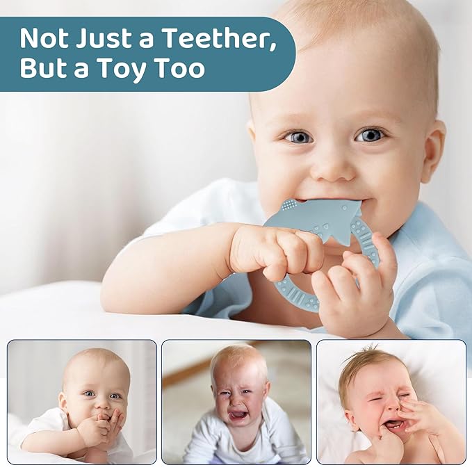 2 Packs Baby Teether Silicone Teething Toys for Babies 0-6 6 to 12 Months B2