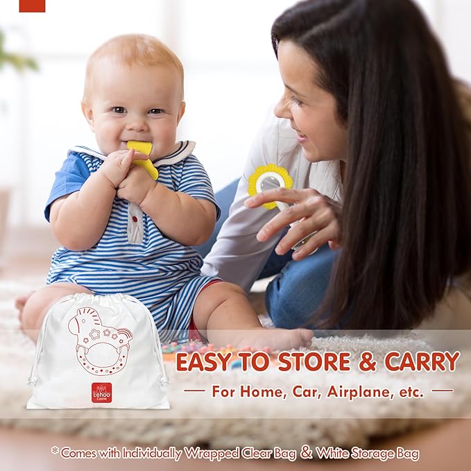 Baby Toys - 9pcs Silicone Baby Teething Toys Teethers Rattles for Babies 0-6 Months, Baby Chew Toys BPA-free 0-3-6-12 Months