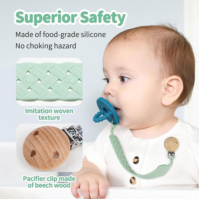 Pacifier Clip - Pacifier Holder Clip ??3 Pack Silicone