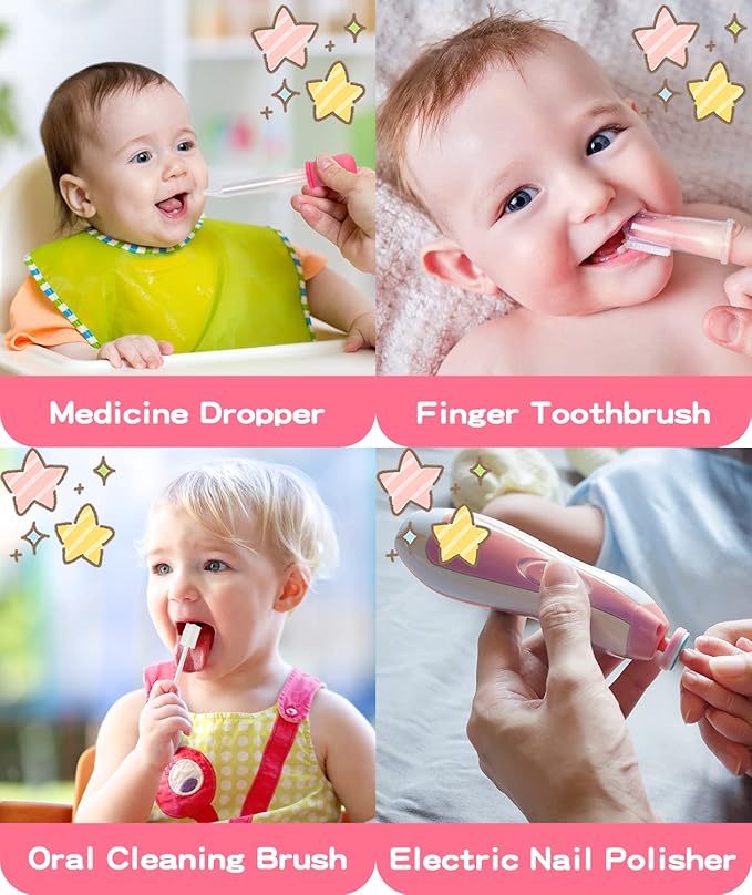 Baby Grooming and Healthcare Kit, Portable Baby Safety Care Set with Hair Brush Comb Nail Clipper Nasal Aspirator for Nursery Newborn Infant Girl Boy (27 in 1