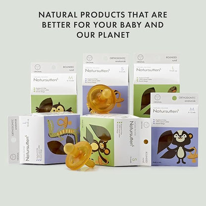 Natursutten Pacifiers 0-6 Months - 1-Pack Original Shield Round Nipple Natural Rubber Safe & Soft BPA-Free Pacifiers for Breastfeeding Babies