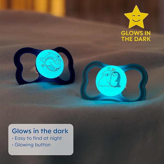 MAM Air Night Pacifiers (1 Sterilizing Pacifier Case), MAM Sensitive Skin Pacifier 6+ Months 6-16 (Pack 2)