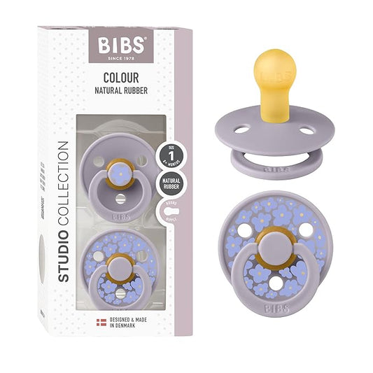 BIBS Pacifiers - Colour Studio 2 Pack | Round Nipple Baby Pacifier 0+ Months