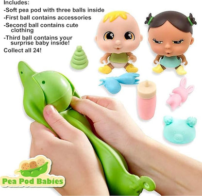 Pea Pod Babies Bundle (Set of 2) - Collectible Mystery Surprise Toys with Mini Baby, Clothing